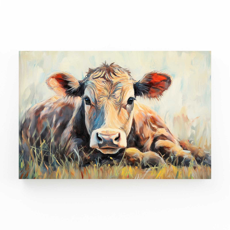 Rustic Cow Prints – angled canvas view on white background