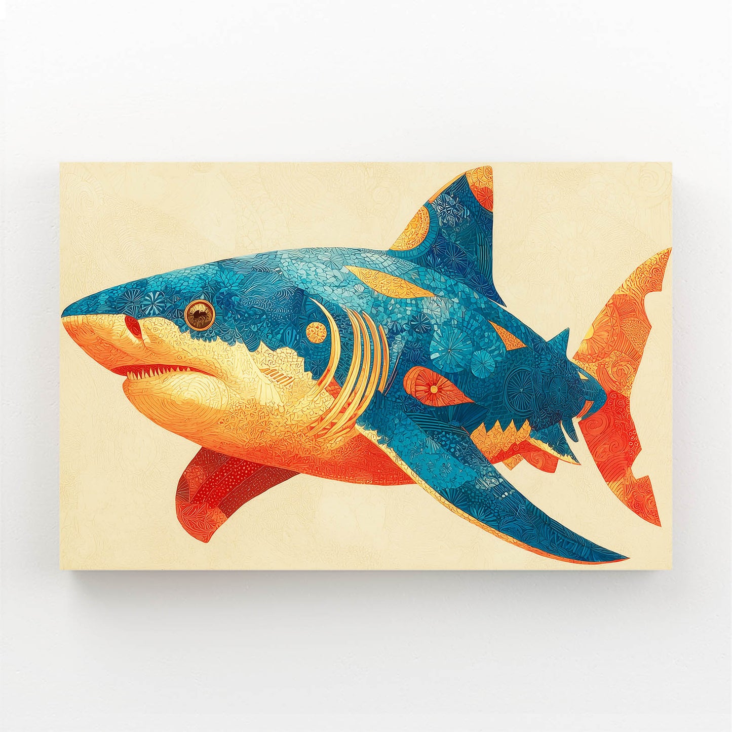 Rustic Folk Shark Wall Decor – rustic folk shark canvas print