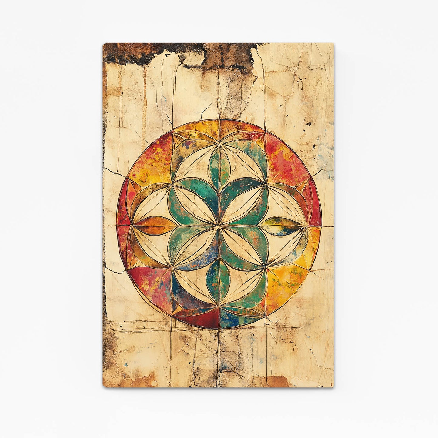 Rustic Jewel Mandala Flower Of Life Canvas Art – rustic jewel mandala flower of life canvas print