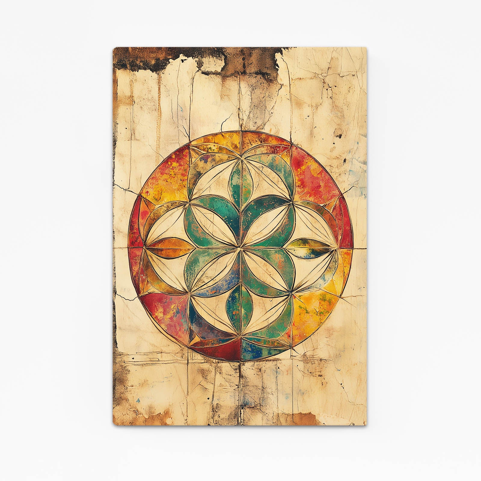 Rustic Jewel Mandala Flower Of Life Canvas Art – rustic jewel mandala flower of life canvas print