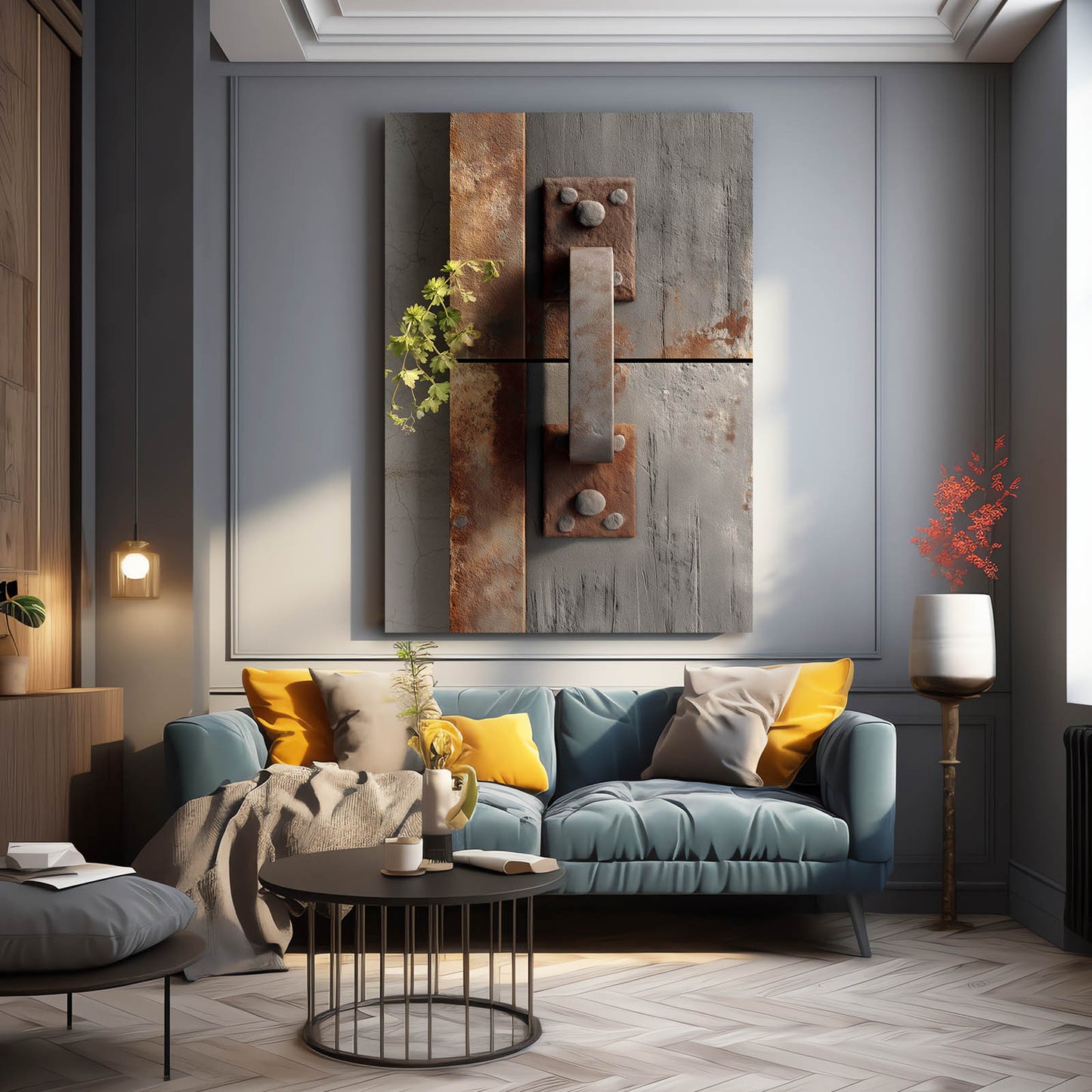 Rustic Metal Hardware Farmhouse Wall Art – styled in a furnished interior