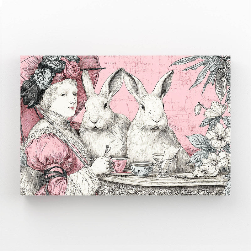 Rustic Rabbit Canvas Art – angled canvas view on white background