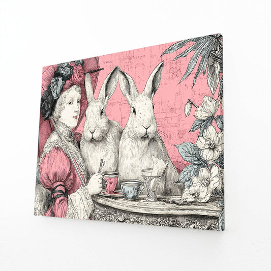 Rustic Rabbit Canvas Art – angled canvas view on white background