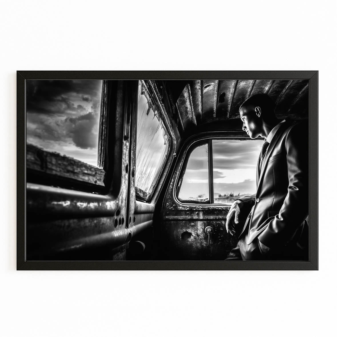 Rustic Truck Photography Print — photography canvas print, with Premium Black frame on white background