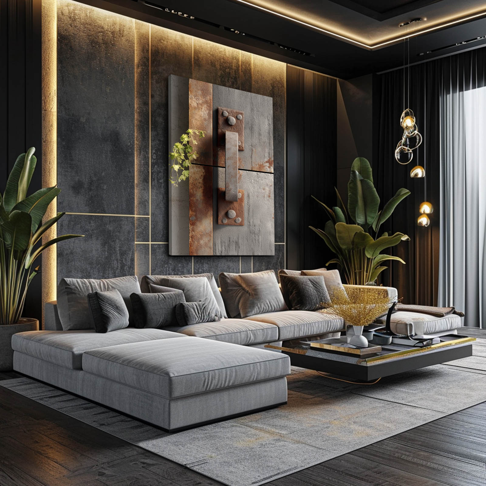 Rustic Wood Plant Farmhouse Wall Art – styled in a furnished interior