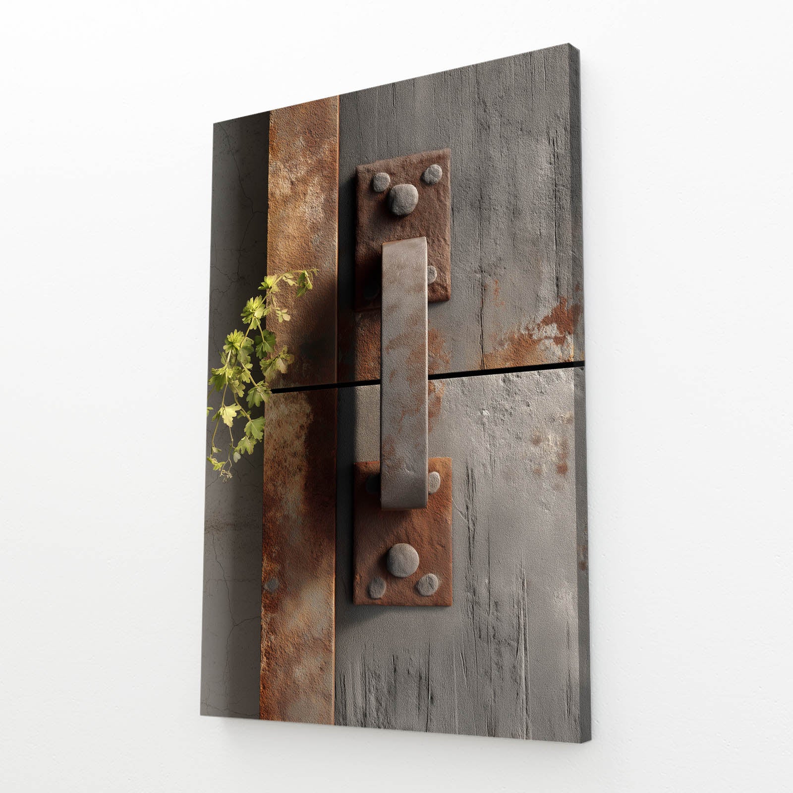 Rustic Wood Plant Farmhouse Wall Art – angled canvas view on white background