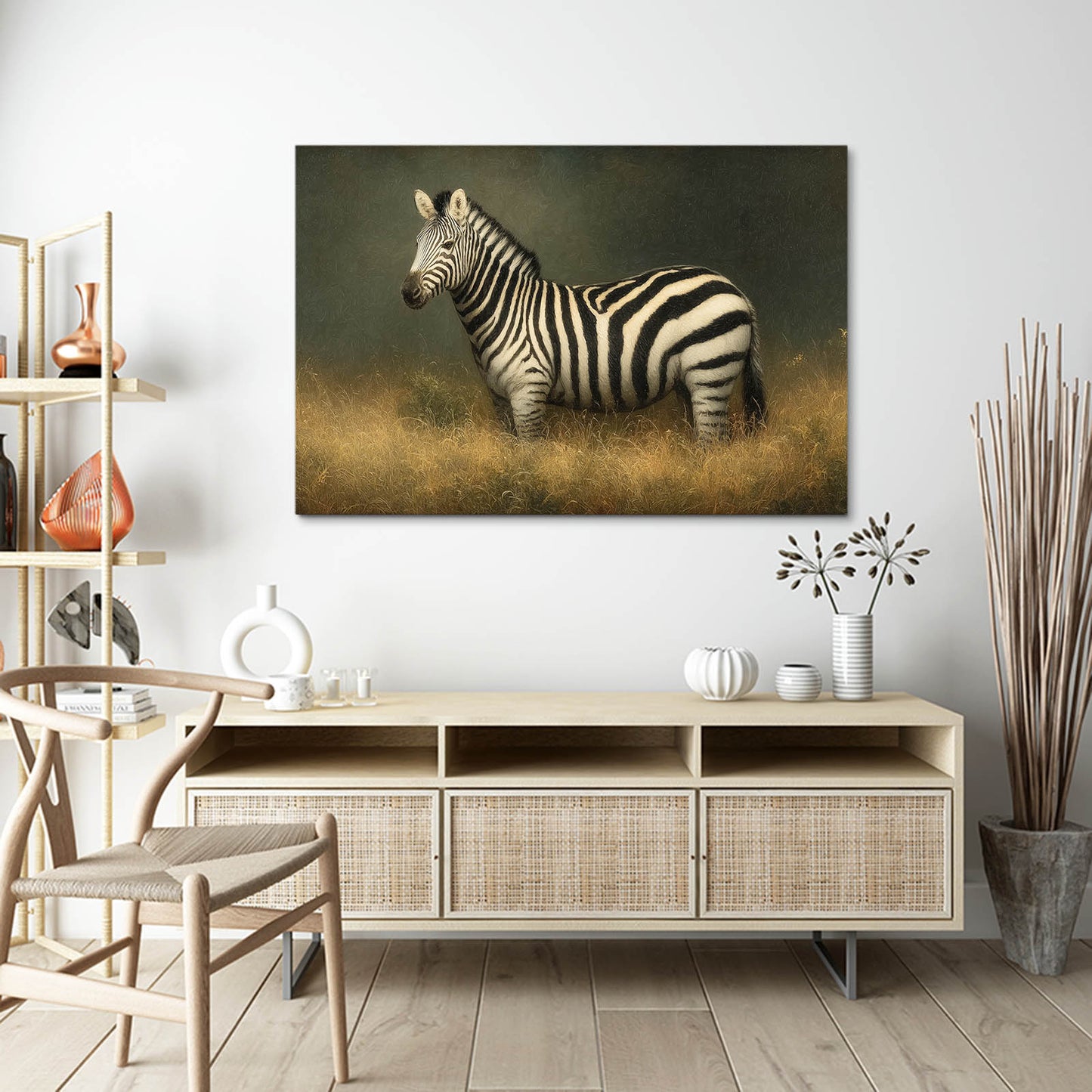 Rustic Zebra Art – styled in a furnished interior