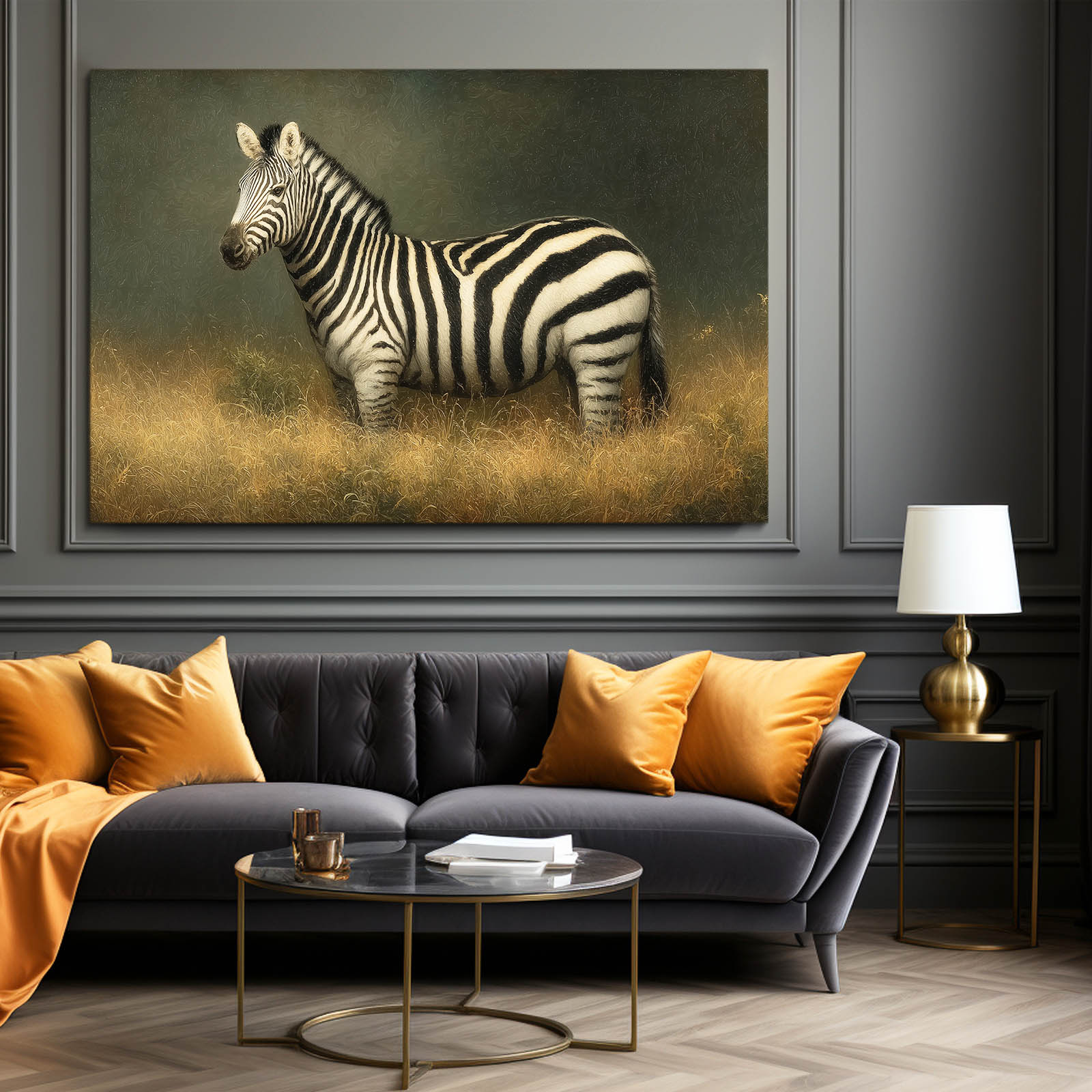 Rustic Zebra Art – styled in a furnished interior
