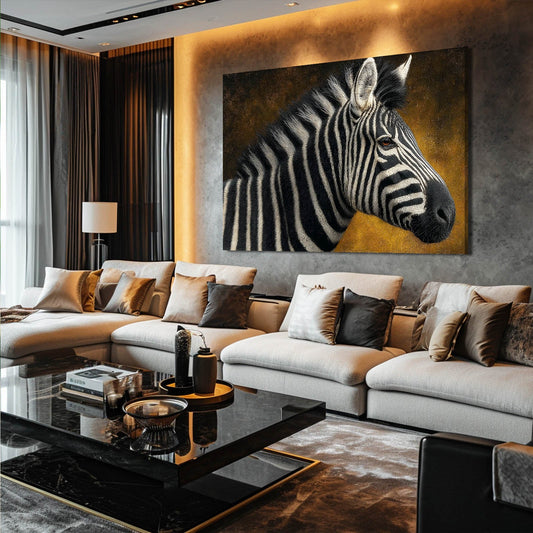 Rustic Zebra Canvas – styled in a furnished interior