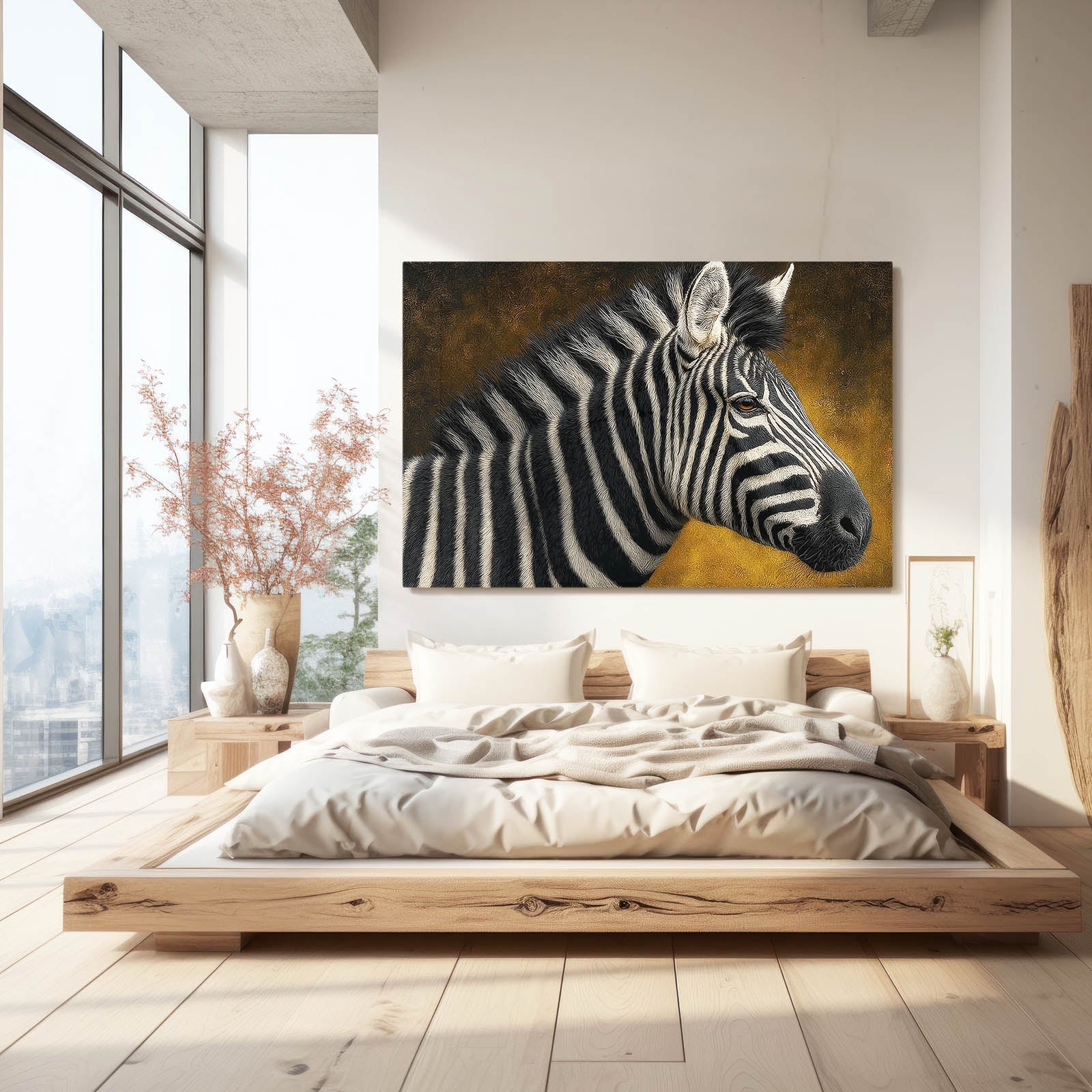 Rustic Zebra Canvas – styled in a furnished interior