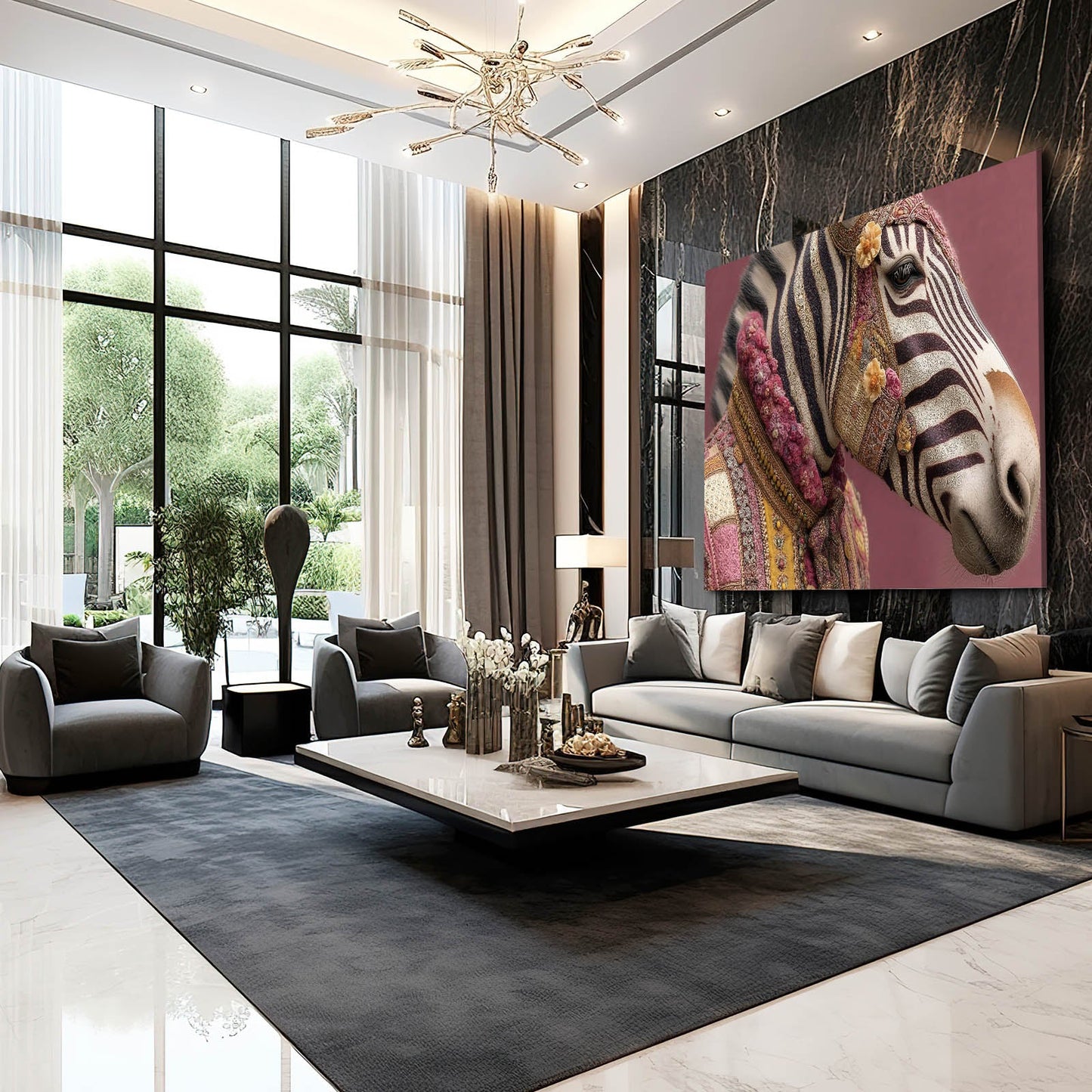 Rustic Zebra Wall Art – styled in a furnished interior