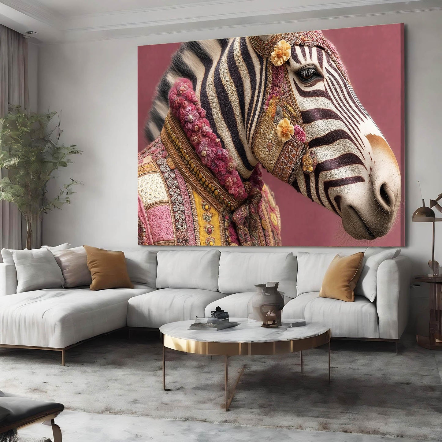 Rustic Zebra Wall Art – styled in a furnished interior
