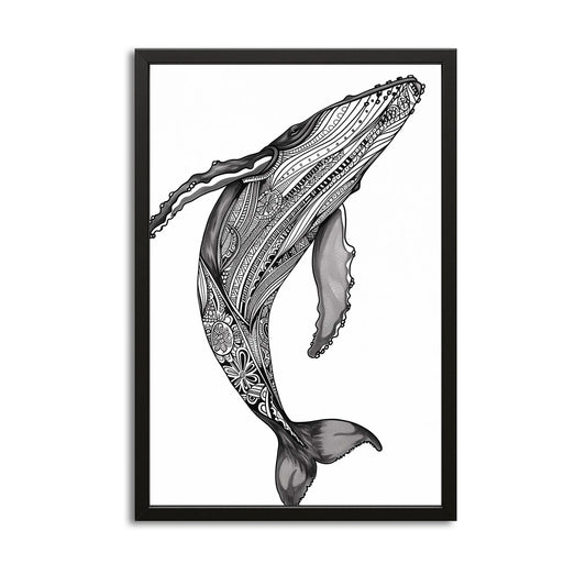 Sacred Whale Patterns Art – canvas print on white background
