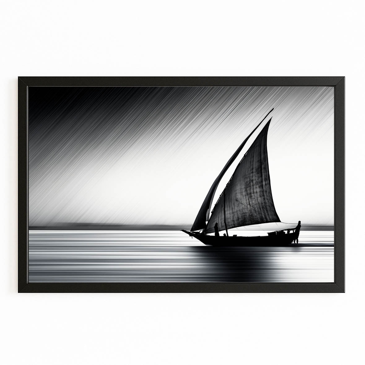 Sailing Dhow Photography Print — photography canvas print, with Premium Black frame on white background