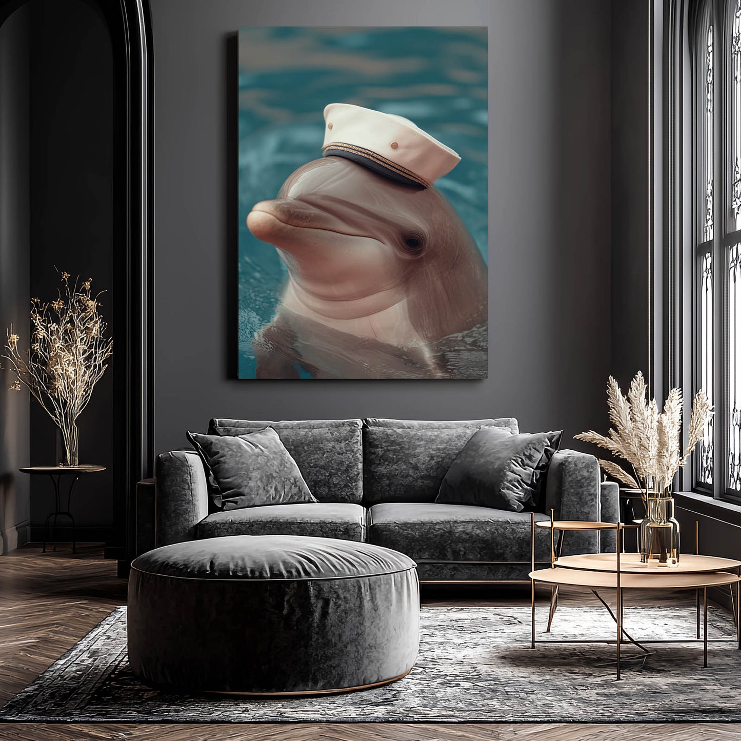 Sailor Cap Dolphin Print – styled in a furnished interior