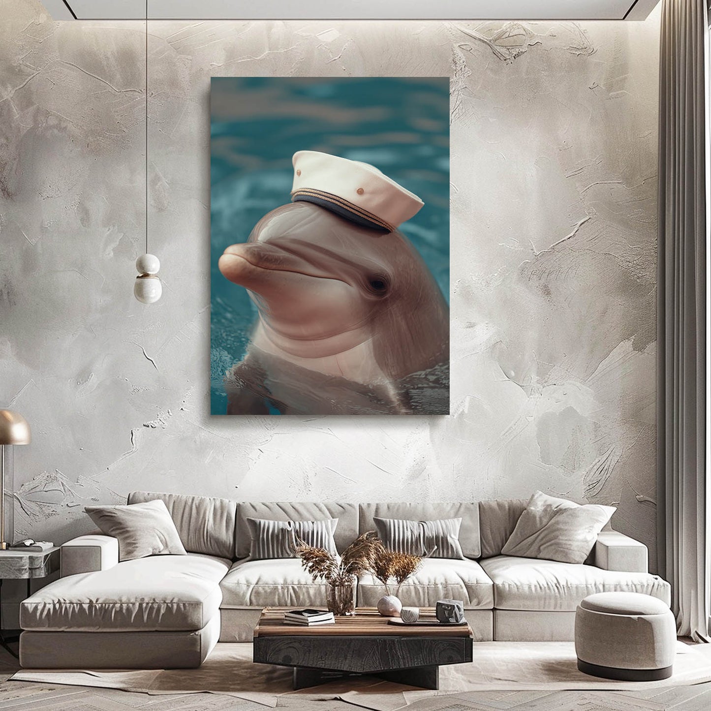 Sailor Cap Dolphin Print – styled in a furnished interior