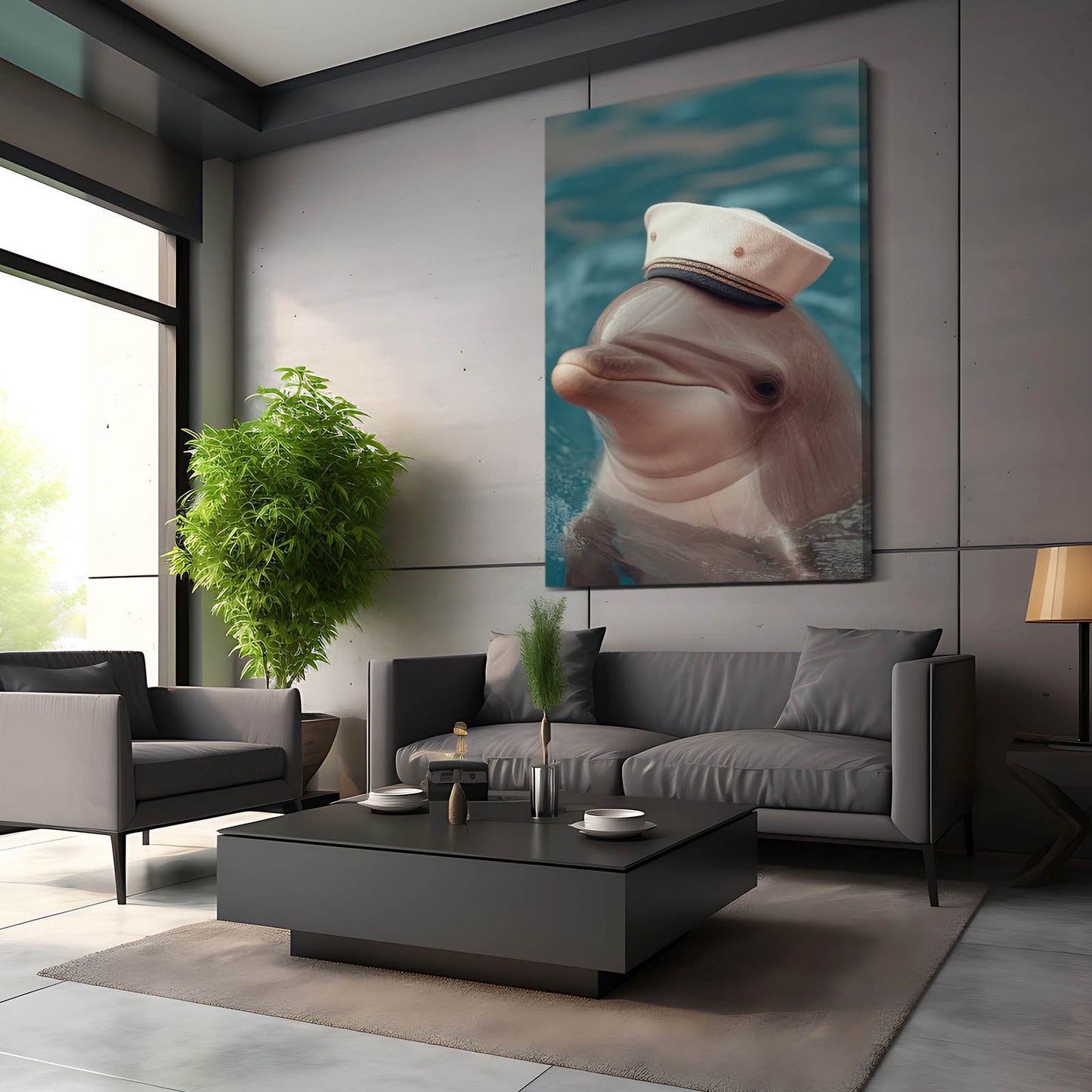 Sailor Cap Dolphin Print – styled in a furnished interior