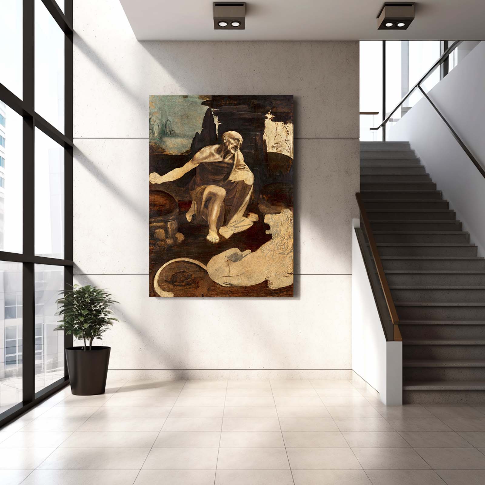 Saint Jerome Wilderness Da Vinci Wall Art – styled in a furnished interior