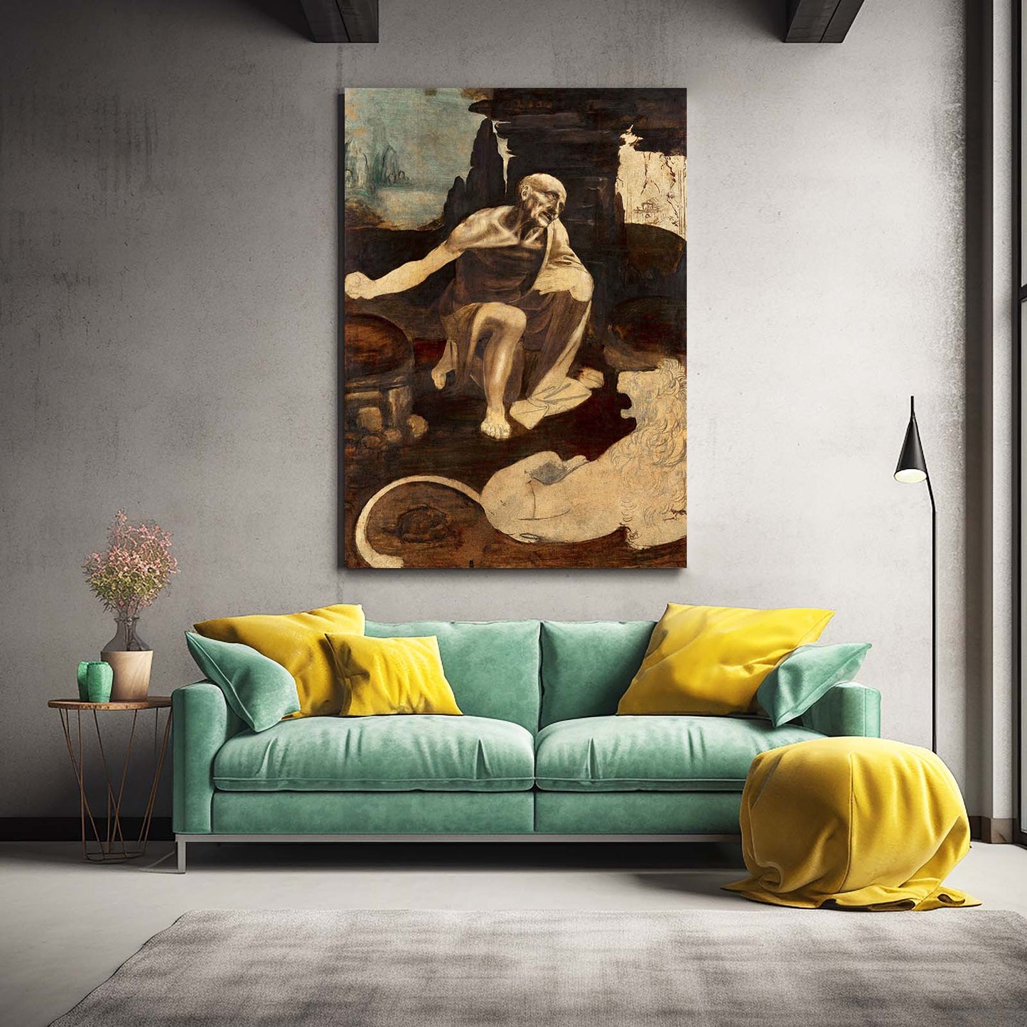 Saint Jerome Wilderness Da Vinci Wall Art – styled in a furnished interior