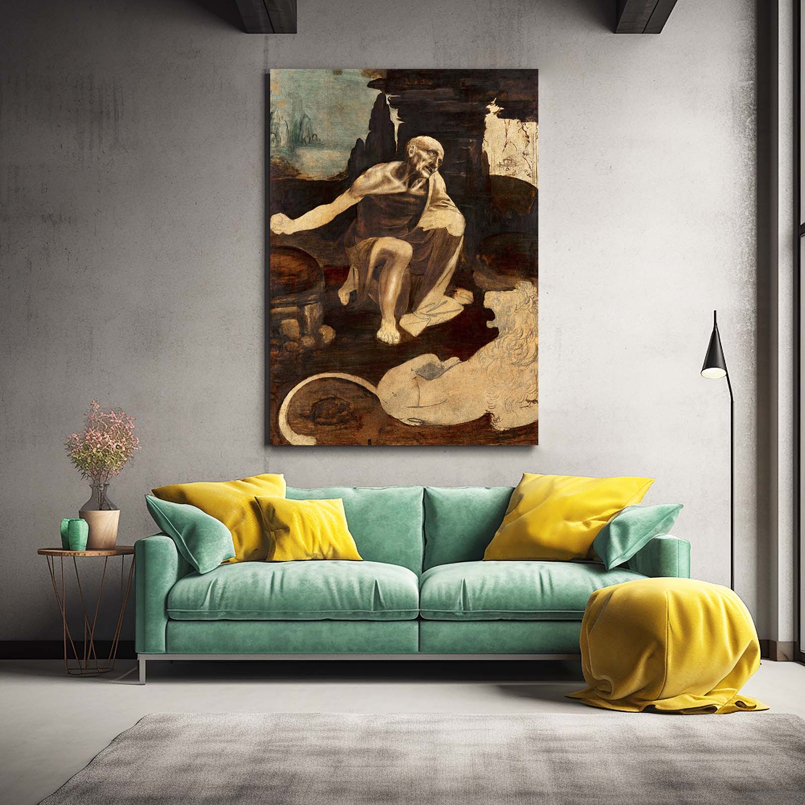 Saint Jerome Wilderness Da Vinci Wall Art – styled in a furnished interior