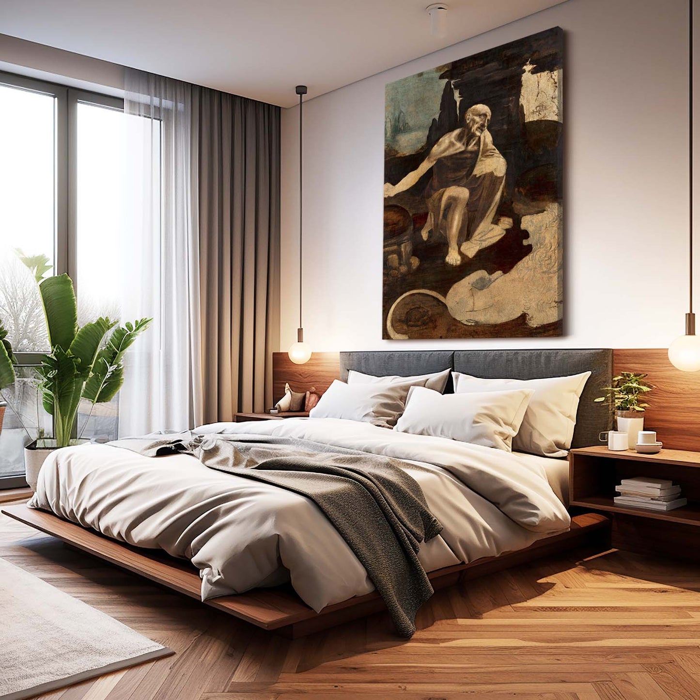 Saint Jerome Wilderness Da Vinci Wall Art – styled in a furnished interior