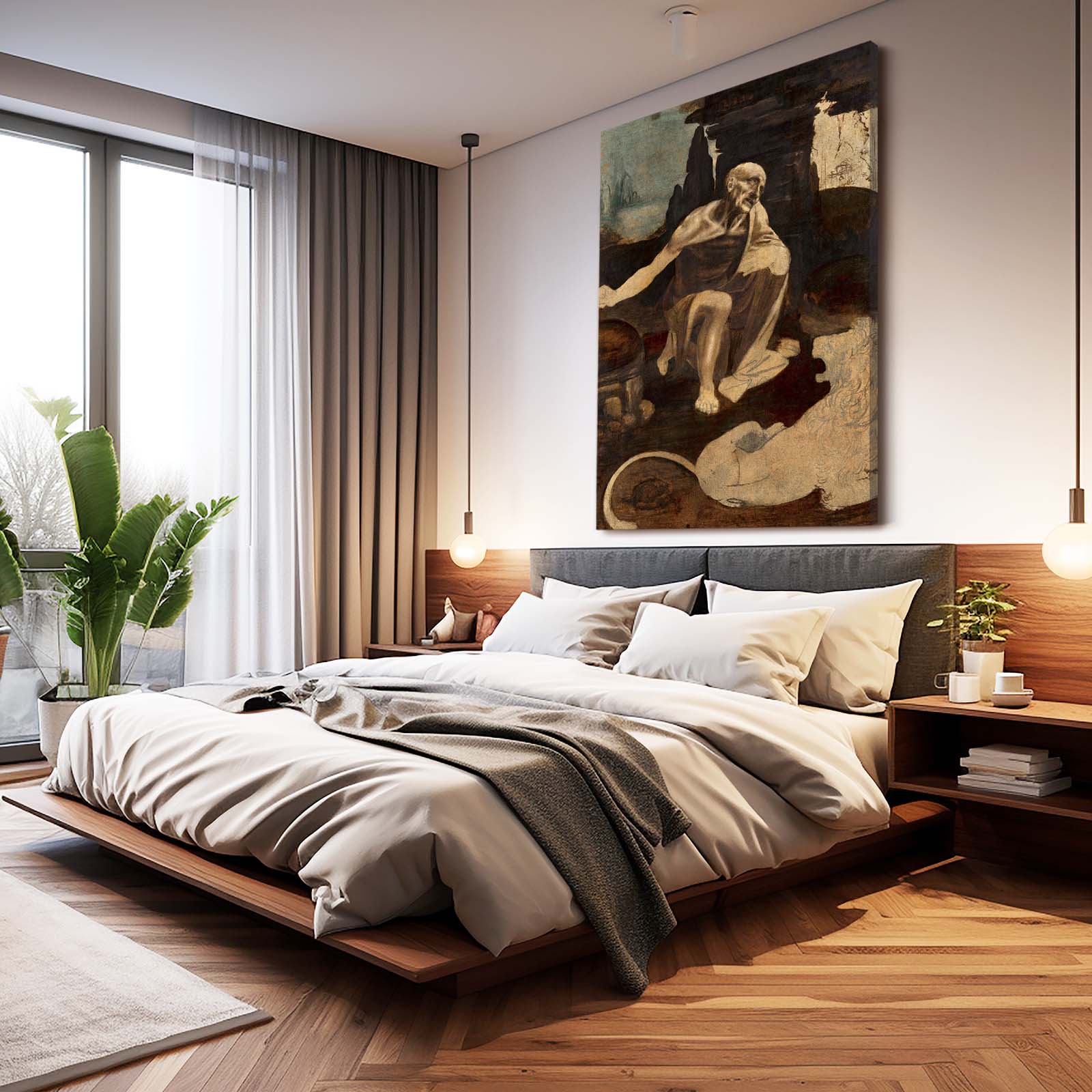 Saint Jerome Wilderness Da Vinci Wall Art – styled in a furnished interior