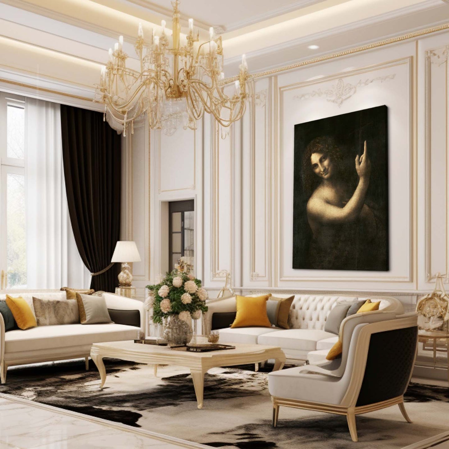 Saint John The Baptist Da Vinci Wall Art – styled in a furnished interior