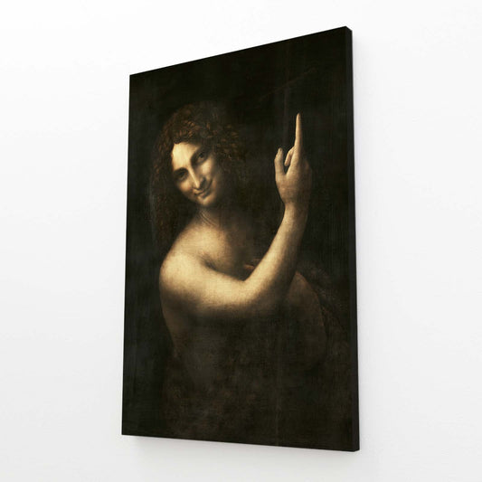 Saint John The Baptist Da Vinci Wall Art — realism canvas print, angled canvas view on white background