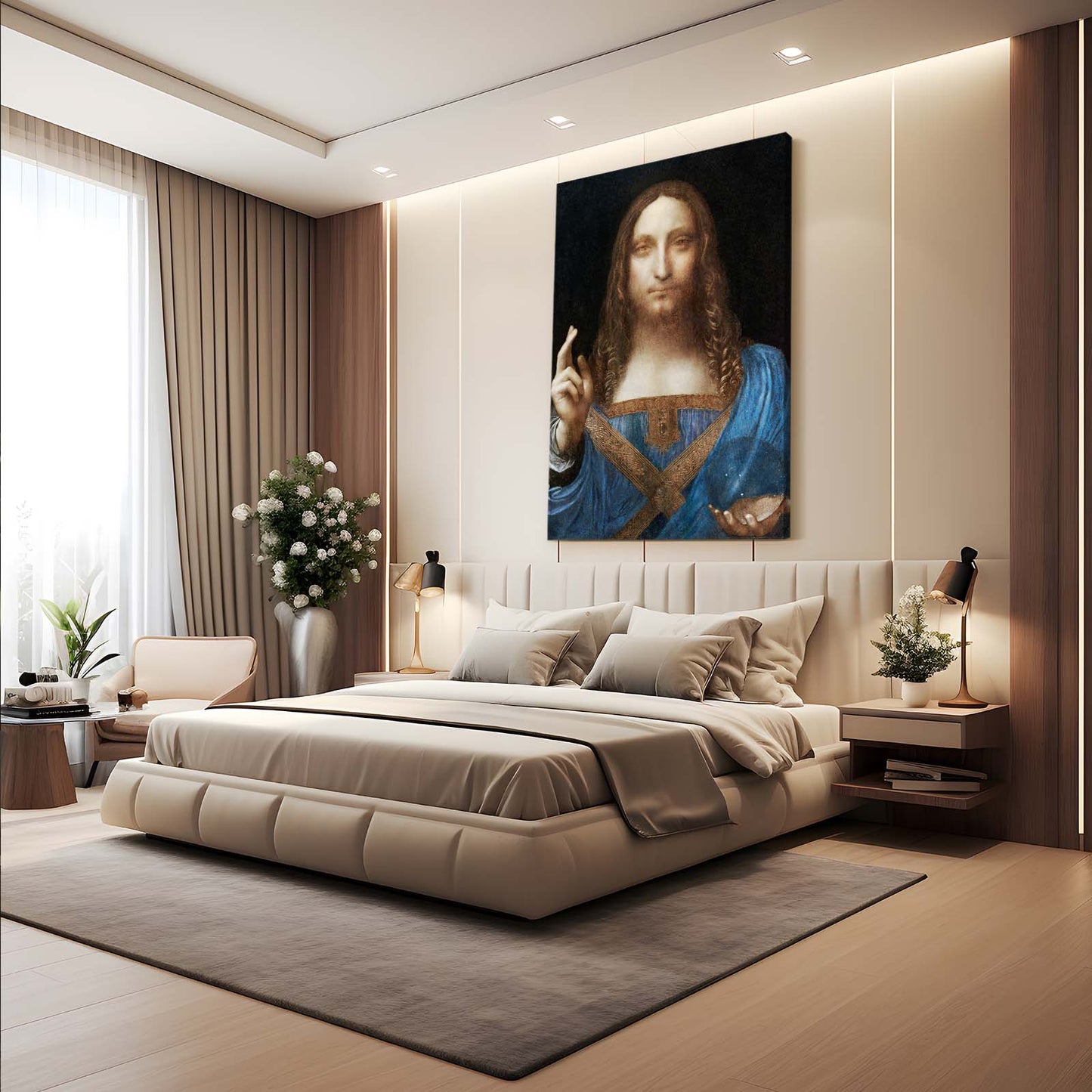 Salvator Mundi Da Vinci Wall Decor – styled in a furnished interior