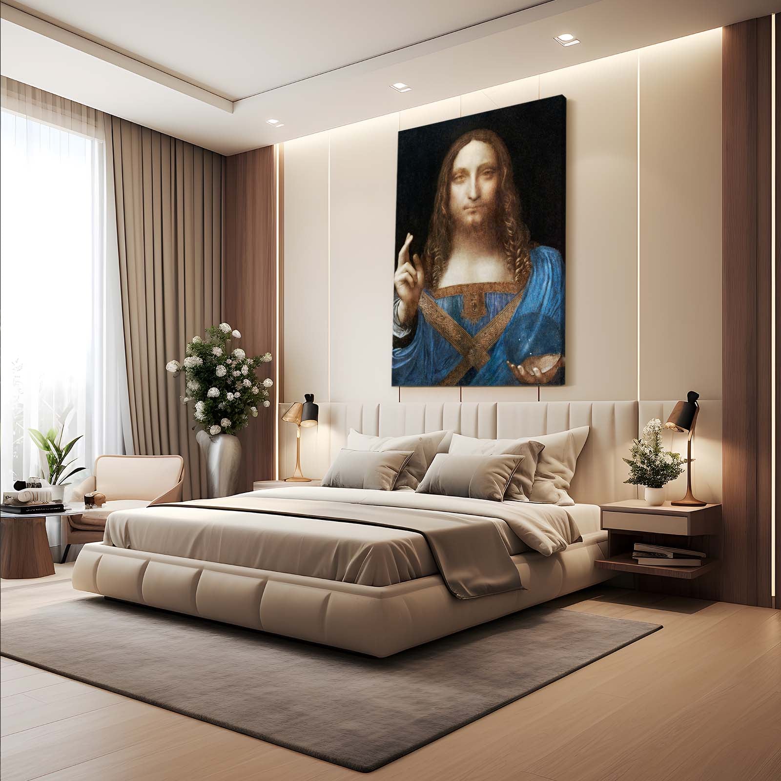 Salvator Mundi Da Vinci Wall Decor – styled in a furnished interior