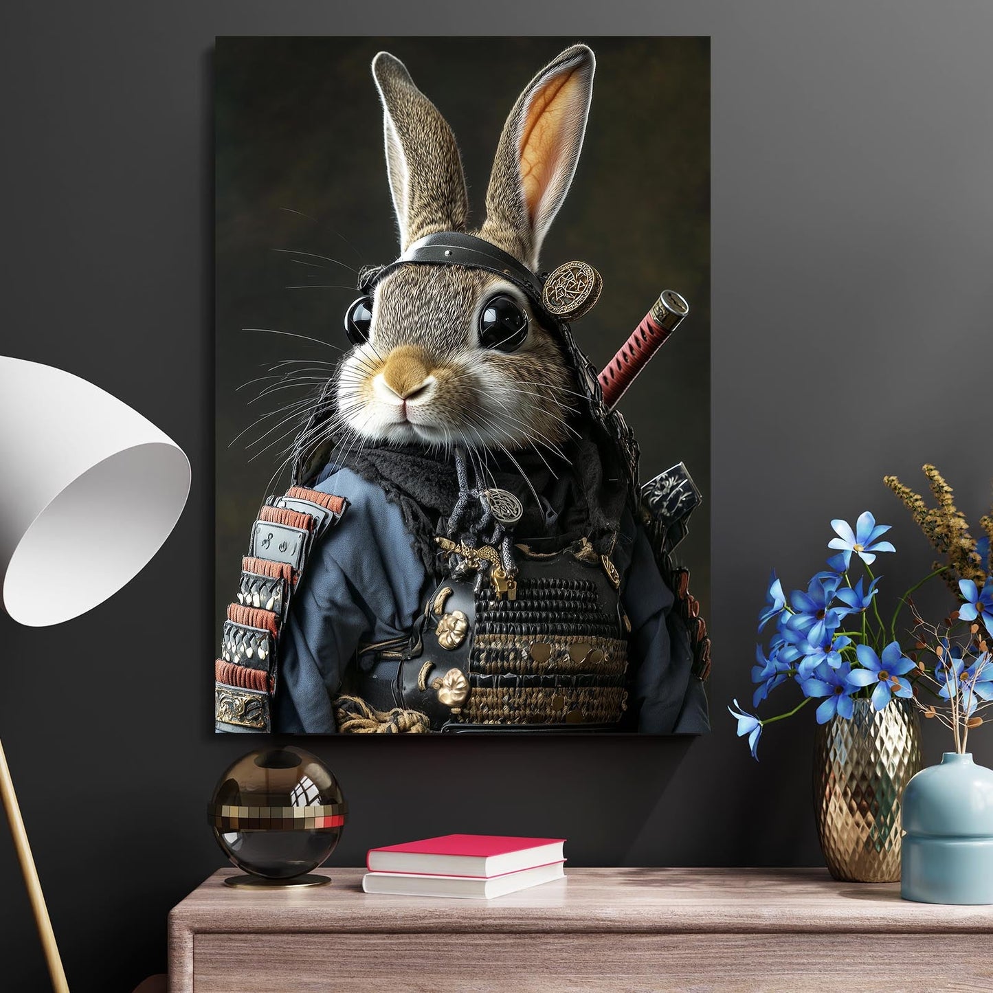 Samurai Bunny Canvas – angled canvas view on white background
