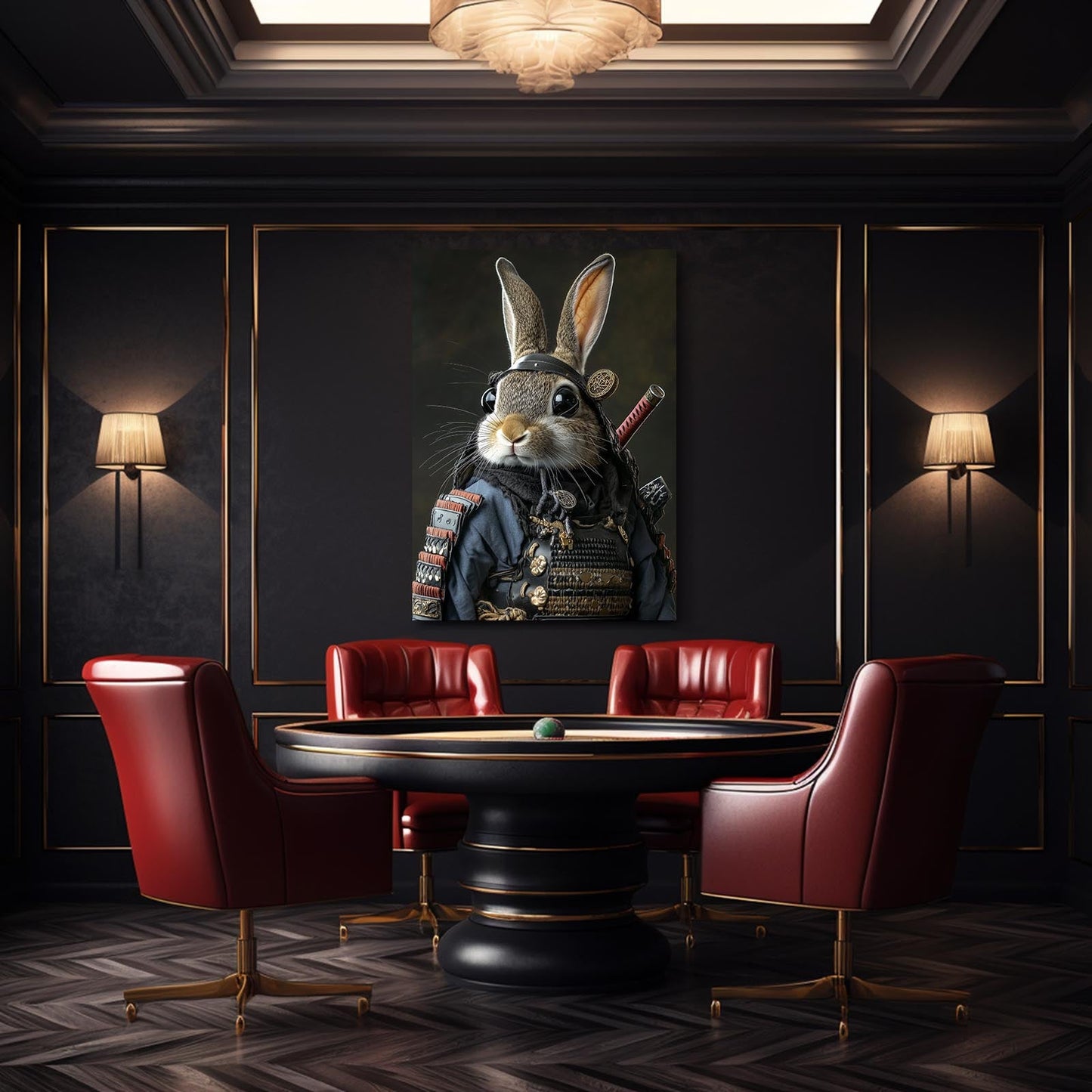 Samurai Bunny Canvas – angled canvas view on white background