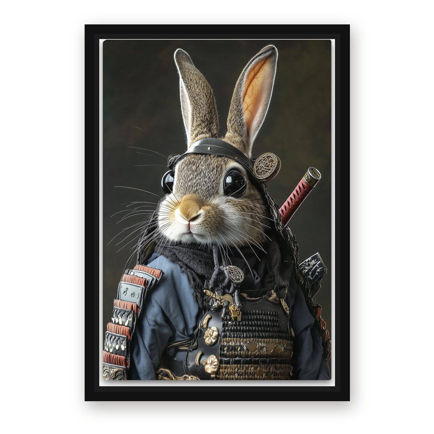 Samurai Bunny Canvas – with Premium Black wood frame