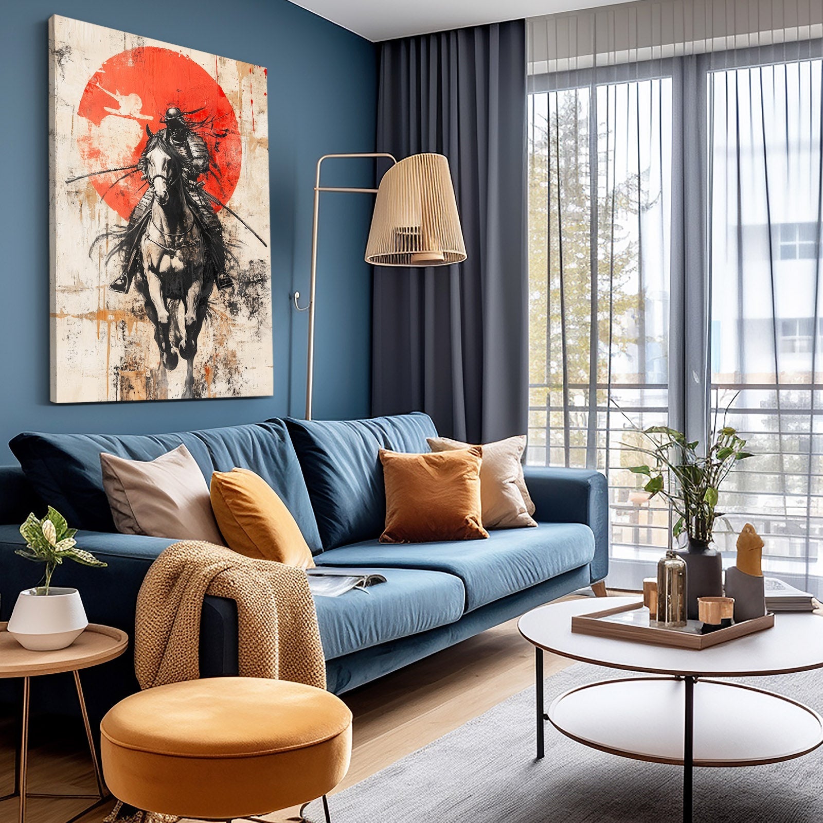 Samurai Horse Canvas Art – angled canvas view on white background