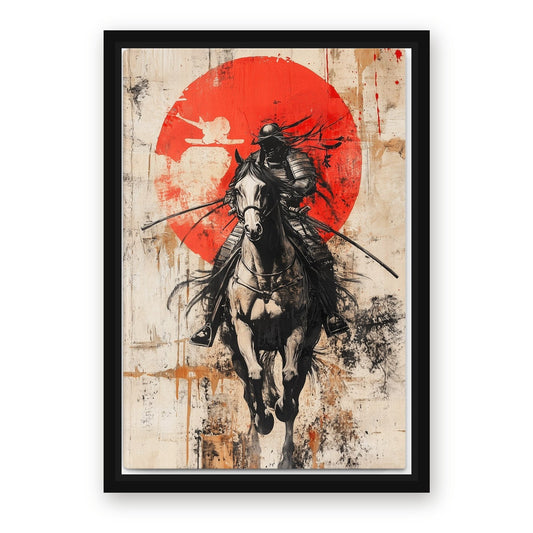 Samurai Horse Canvas Art – with Premium Black wood frame
