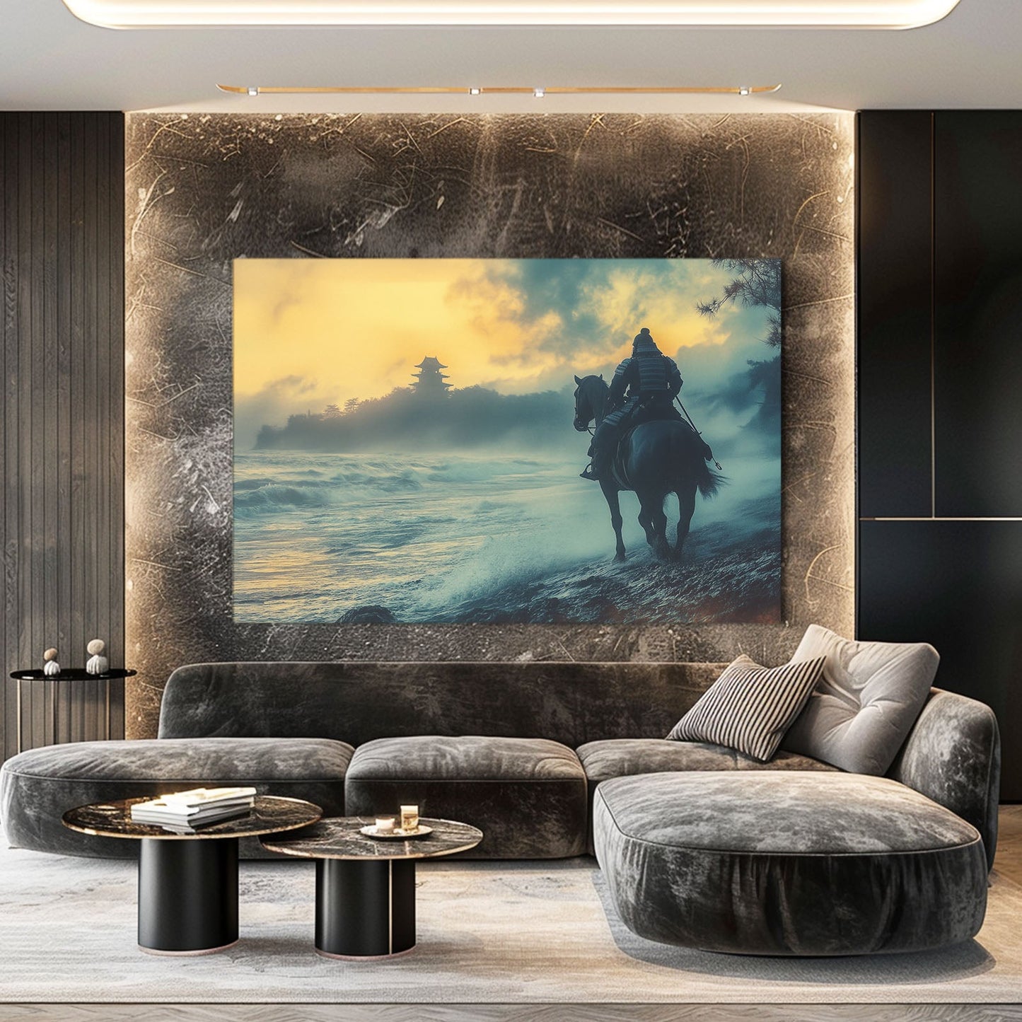 Samurai Horse Prints – angled canvas view on white background