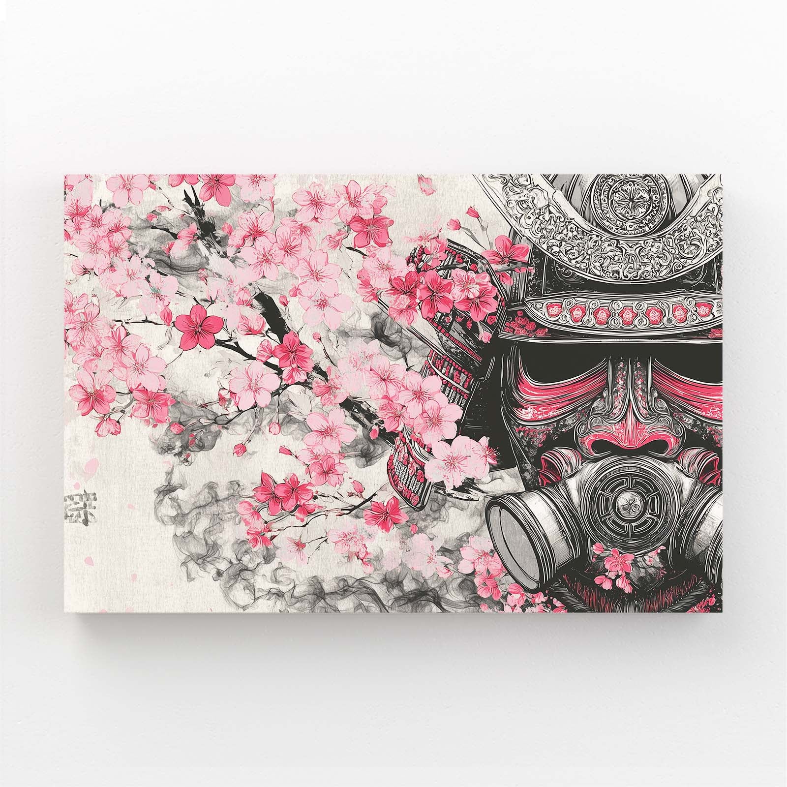 Samurai Mask Cherry Blossom Art – samurai mask cherry blossom canvas print