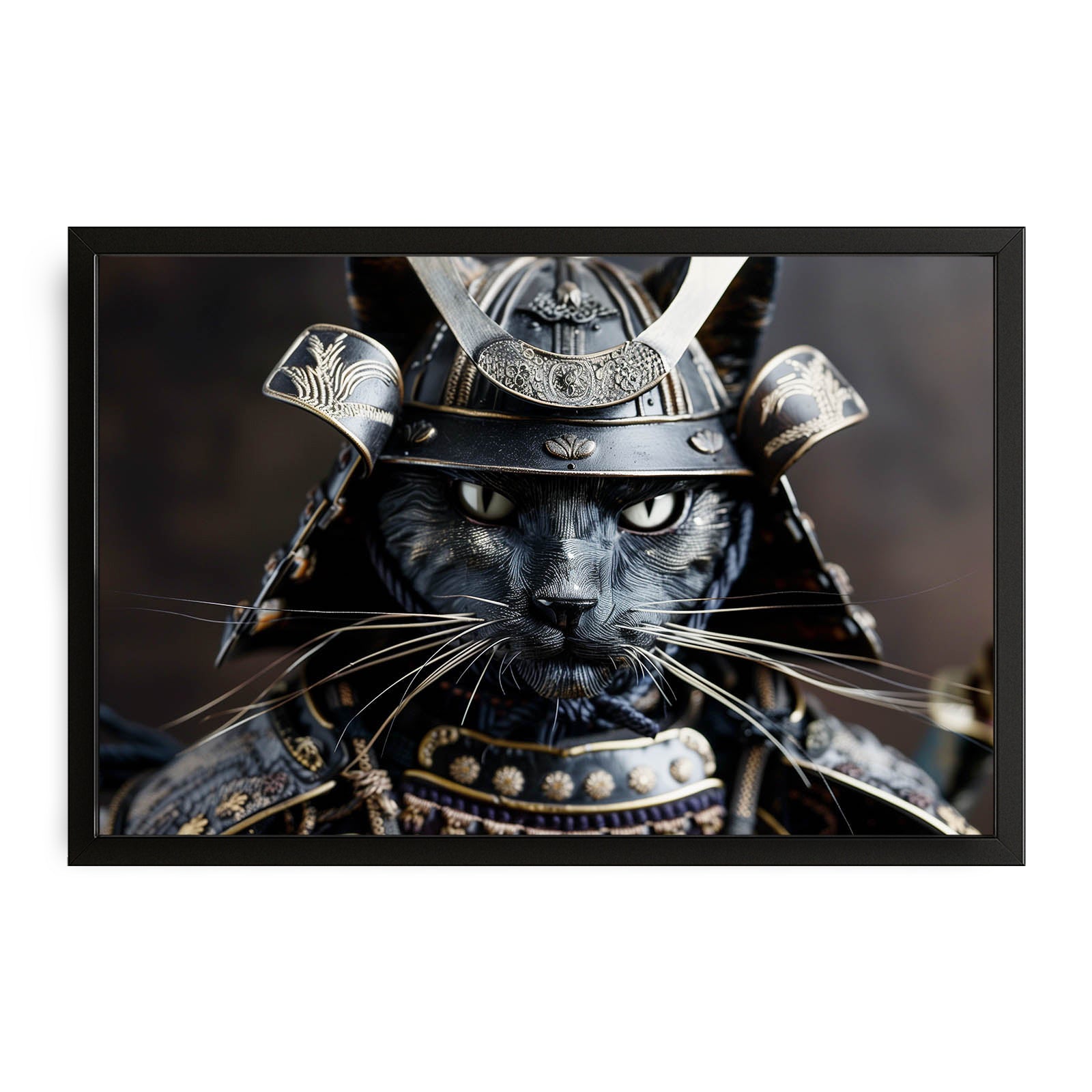 Samurai Warrior Cat Wall Art – canvas print on white background
