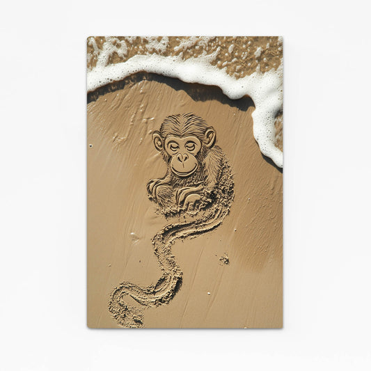 Sand Drawn Outline Monkey Wall Art – sand drawn outline monkey canvas print
