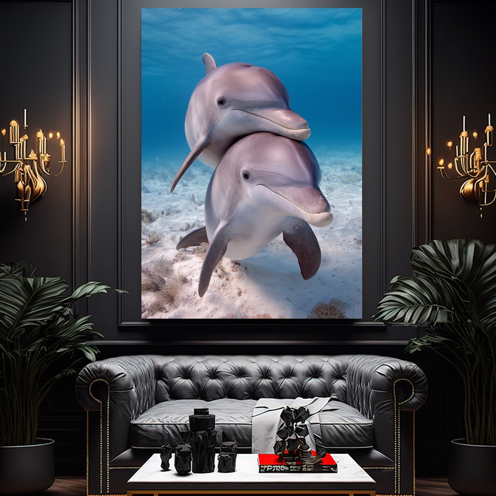 Sandy Shallows Dolphin Print – styled in a furnished interior
