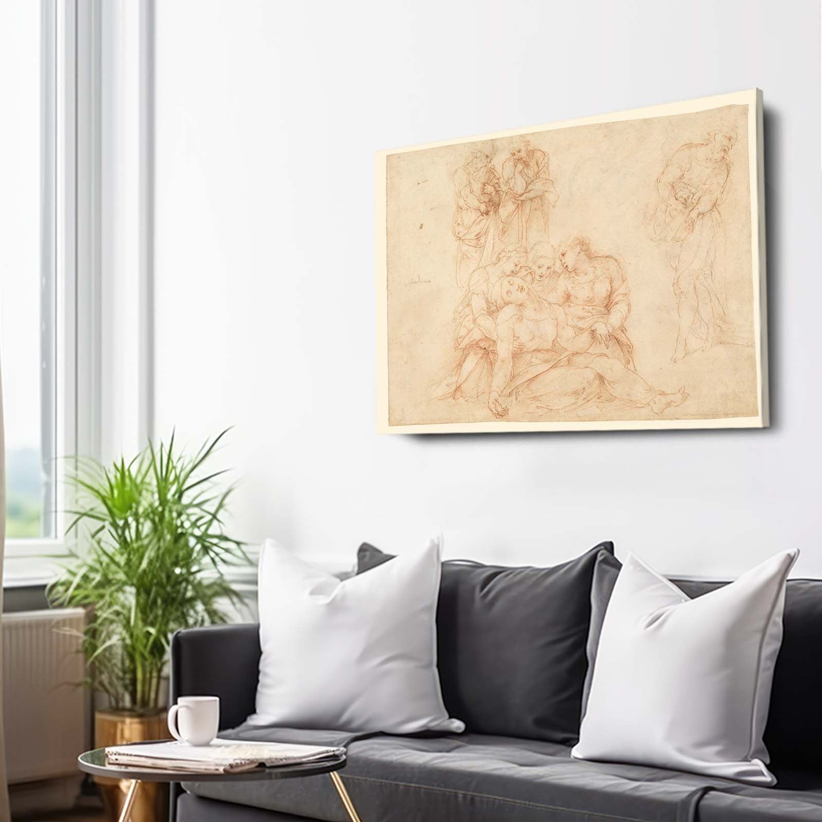 Sanguine Figure Studies Da Vinci Wall Art – styled in a furnished interior
