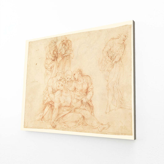 Sanguine Figure Studies Da Vinci Wall Art — realism canvas print, angled canvas view on white background