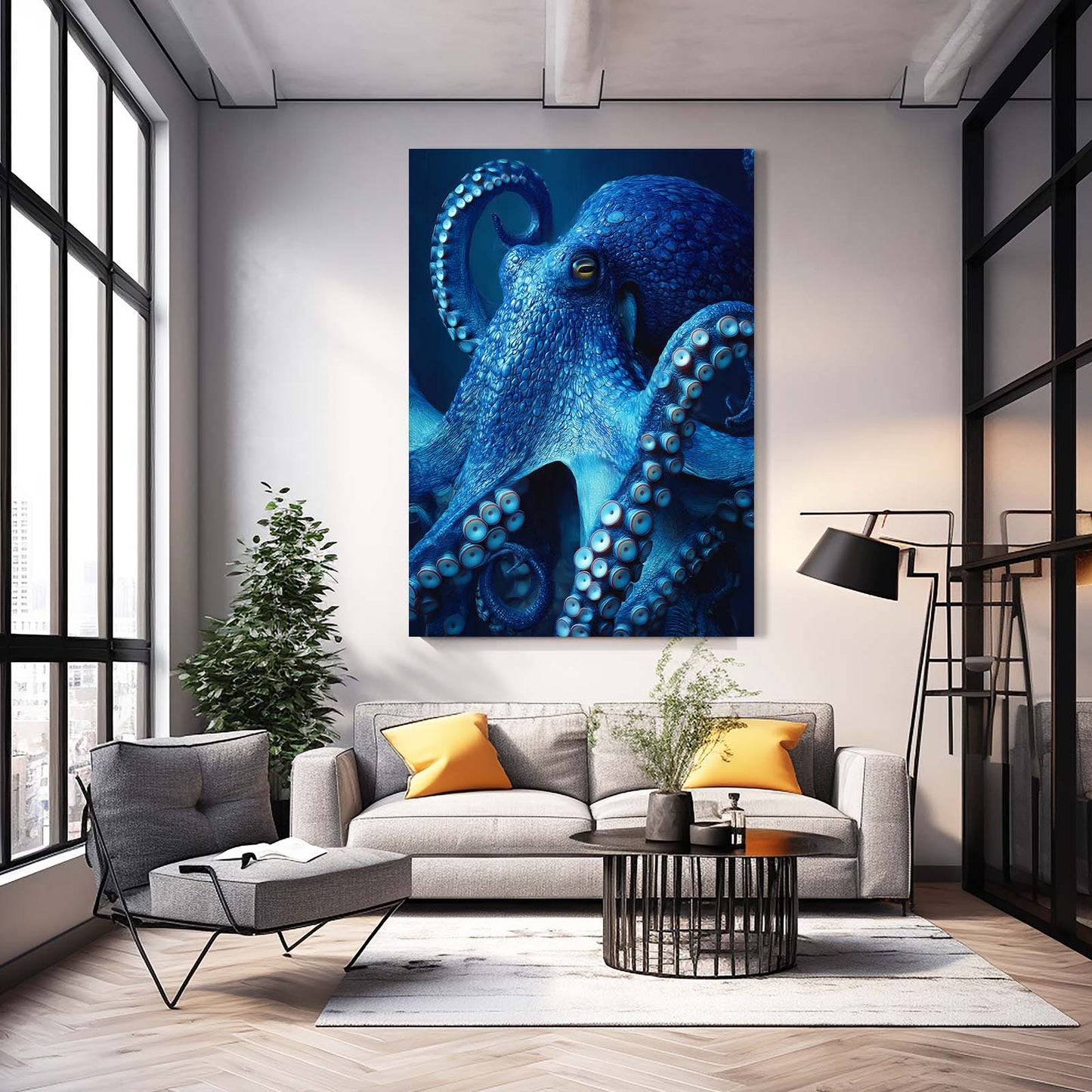 Sapphire Reef Gaze Octopus Wall Decor – styled in a furnished interior