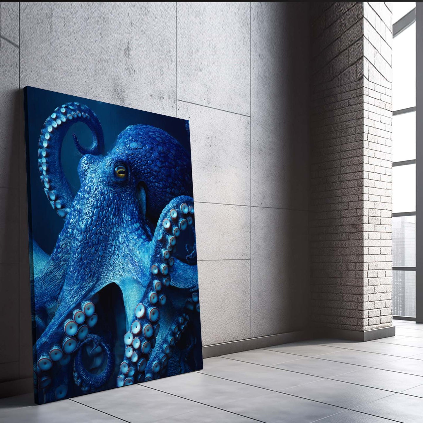 Sapphire Reef Gaze Octopus Wall Decor – styled in a furnished interior