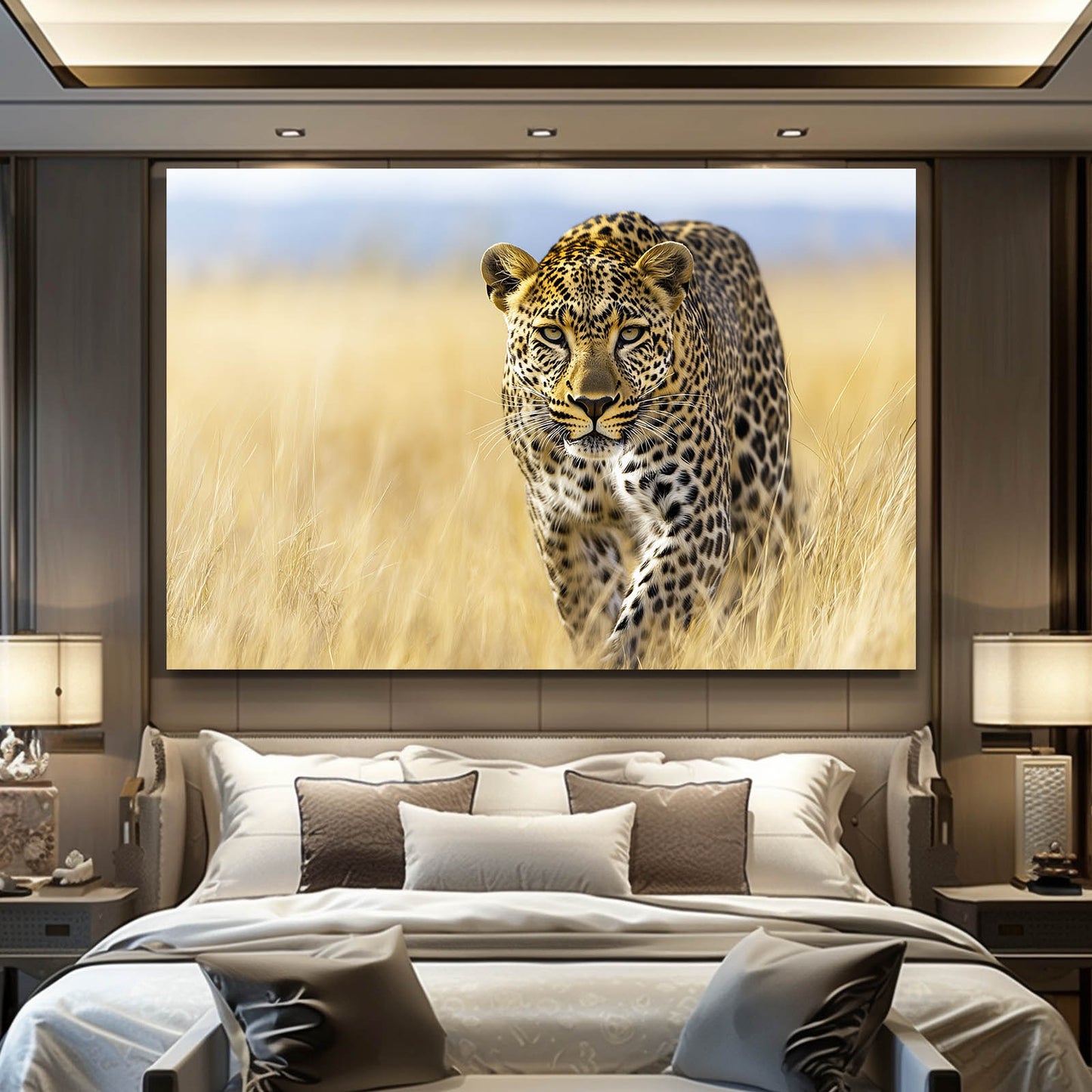 Savanna Walk Leopard Canvas – styled in a furnished interior