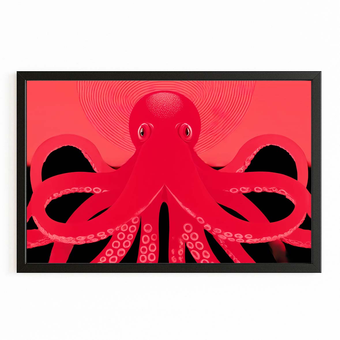 Scarlet Poster Octopus Wall Art – with Premium Black frame on white background