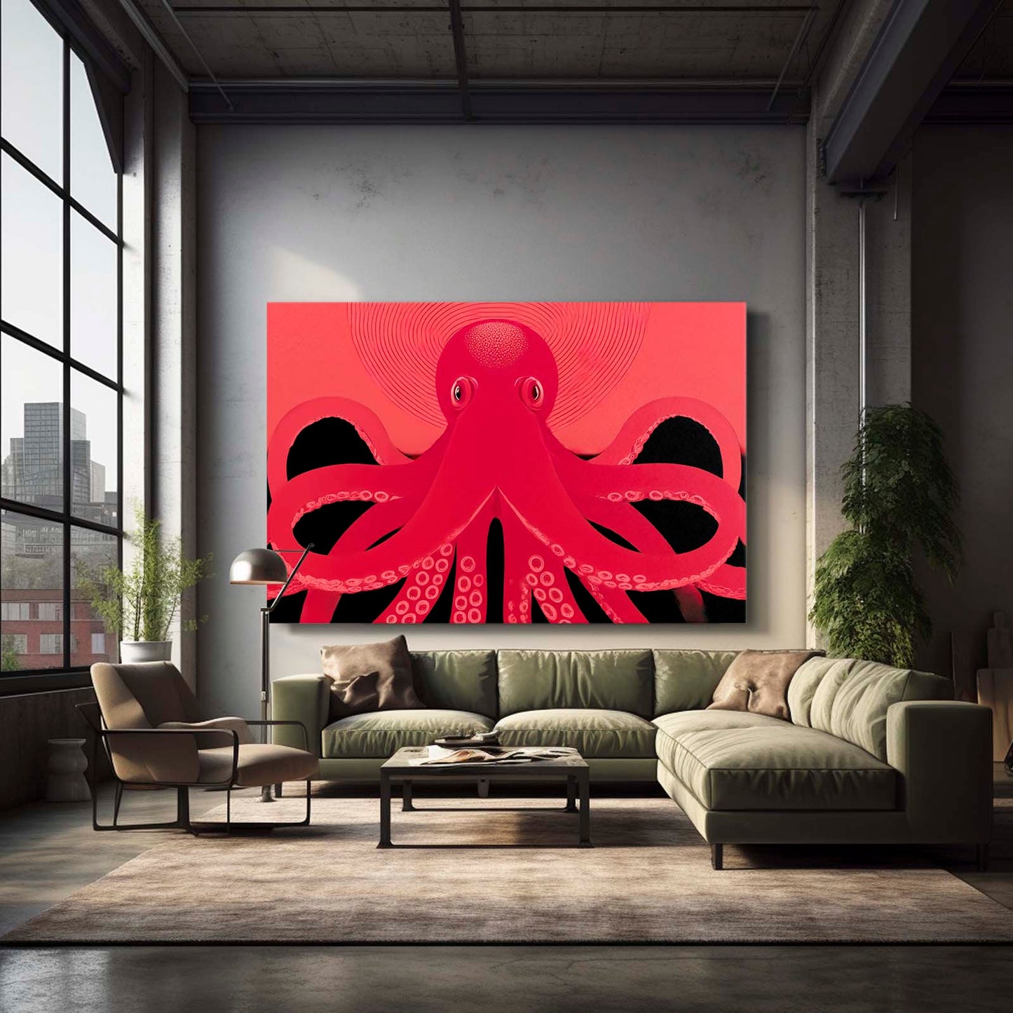 Scarlet Poster Octopus Wall Art – styled in a furnished interior