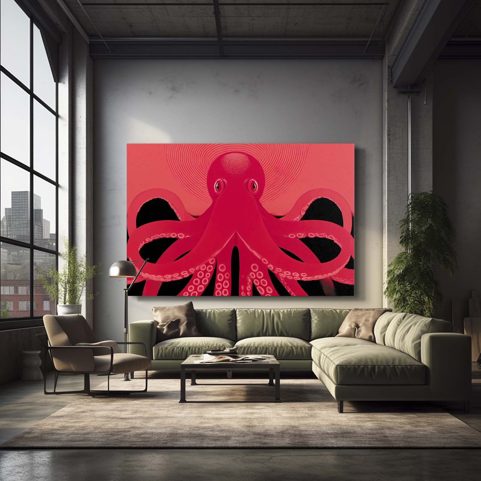 Scarlet Poster Octopus Wall Art – styled in a furnished interior