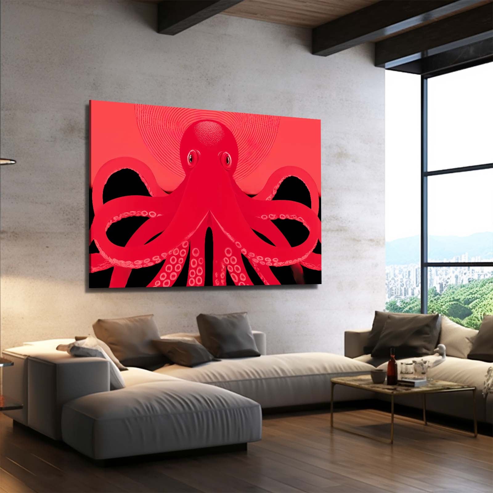 Scarlet Poster Octopus Wall Art – styled in a furnished interior