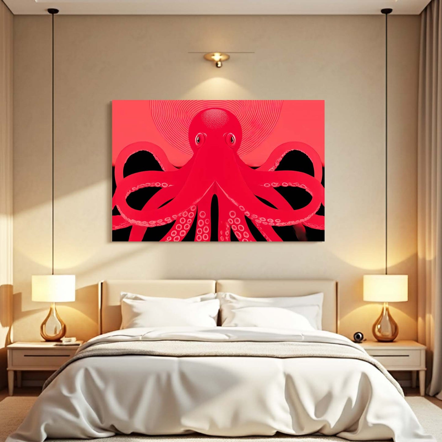 Scarlet Poster Octopus Wall Art – styled in a furnished interior